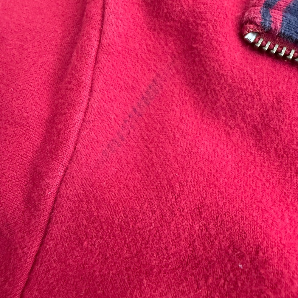 Nautica Red Quarter Zip Pullover Sweatshirt Men XL‎ Fleece Lined Logo Distressed - Picture 2 of 11